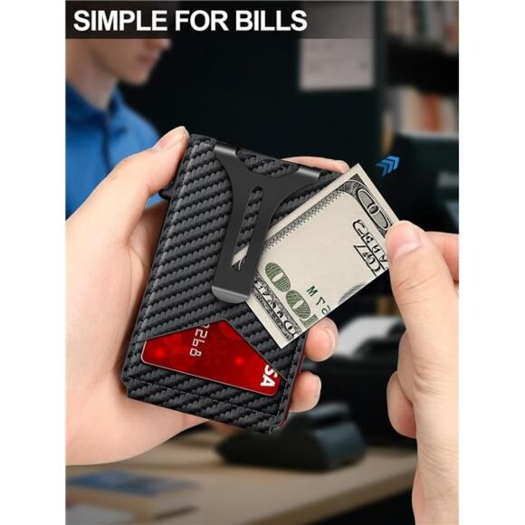 Wallet for Men RFID Wallet with Money Clip, Slim Pop Up Card Holder for 10-12 - Picture 3 of 8